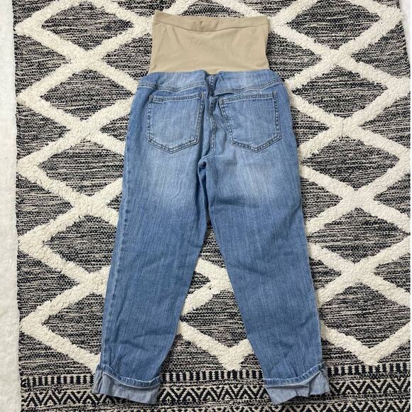 Indigo Blue Light Denim Full Panel Capri Materntiy size small Cropped Jeans Y2K - Picture 5 of 6